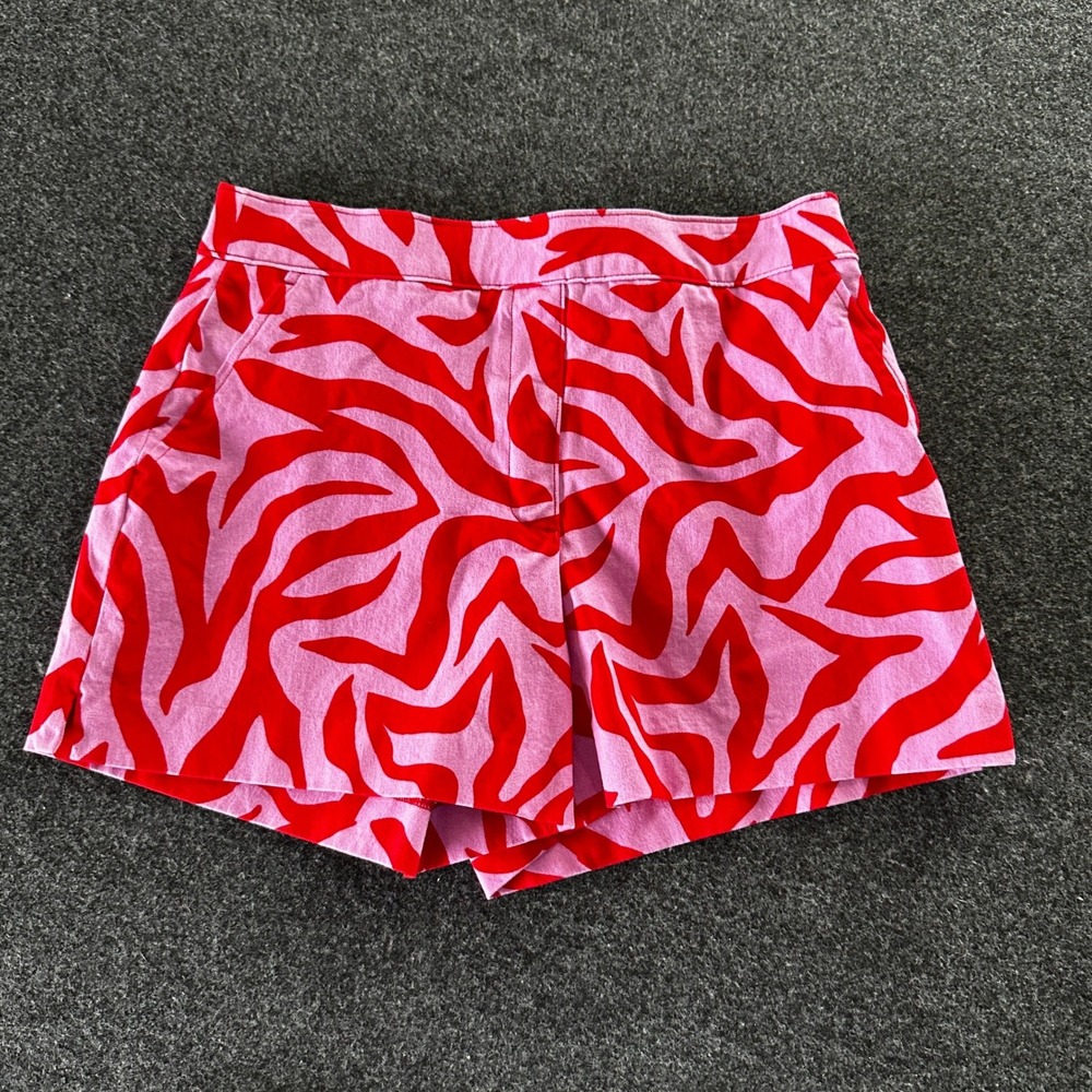 Spanx Sunshine Shorts Red Pink Zebra Animal Print High Rise Size Small 4 Inseam
